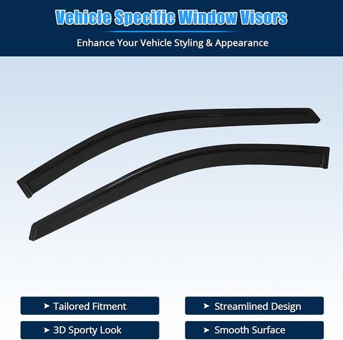 FREEMOTOR802® Tape-on Side Window Visors Wind Deflectors Rain Guards Vent Visors, Compatible with 1996-2007 Chrysler Town & Country & Dodge Caravan, Slim Style Smoke Tinted Acrylic 2 Pieces in Saudi Arabia