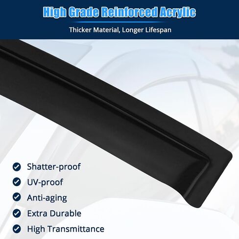 FREEMOTOR802® Tape-on Side Window Visors Wind Deflectors Rain Guards Vent Visors, Compatible with 1996-2007 Chrysler Town & Country & Dodge Caravan, Slim Style Smoke Tinted Acrylic 2 Pieces in Saudi Arabia