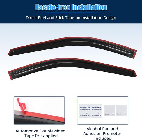 FREEMOTOR802® Tape-on Side Window Visors Wind Deflectors Rain Guards Vent Visors, Compatible with 1996-2007 Chrysler Town & Country & Dodge Caravan, Slim Style Smoke Tinted Acrylic 2 Pieces in Saudi Arabia