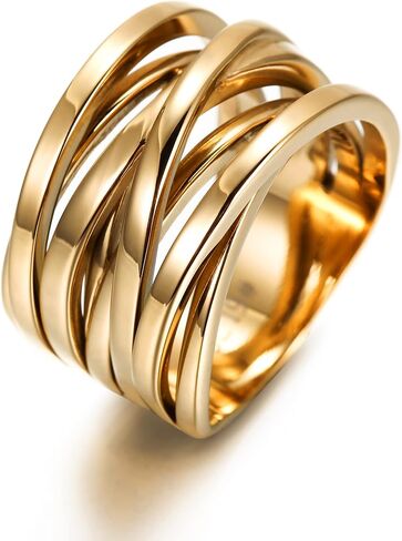 Gold Rings for Women Non Tarnish, 316L Stainless Steel Gold Plated and Silver Chunky Rings, Rose Gold Vintage Statement Ring for Men, Trendy Fashion Wide Band Rings, Two-Tone Jewelry Set in Saudi Arabia