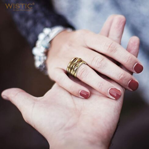 Gold Rings for Women Non Tarnish, 316L Stainless Steel Gold Plated and Silver Chunky Rings, Rose Gold Vintage Statement Ring for Men, Trendy Fashion Wide Band Rings, Two-Tone Jewelry Set in Saudi Arabia