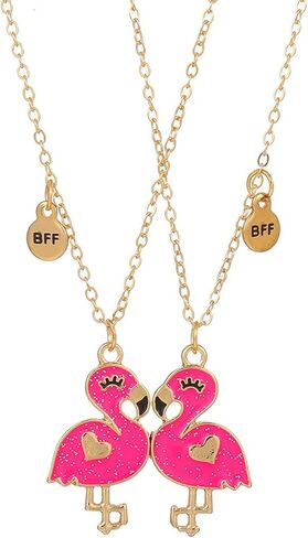 2Pcs Cute Animal Color Changing Matching Charm Necklace Butterfly Cat Turtle Flamingo Temperature Sensing Necklace for Women Couple Friendship Jewelry Birthday Gifts in Saudi Arabia
