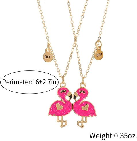 2Pcs Cute Animal Color Changing Matching Charm Necklace Butterfly Cat Turtle Flamingo Temperature Sensing Necklace for Women Couple Friendship Jewelry Birthday Gifts in Saudi Arabia