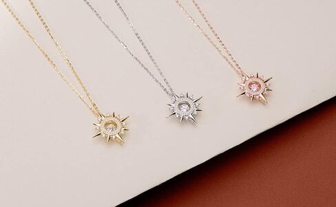 Women's 14K Gold Moissanite Polaris Necklace, Celestial Starry Sky Inspired Pendant, Stylish Fashion Jewelry Gift for Her in Saudi Arabia