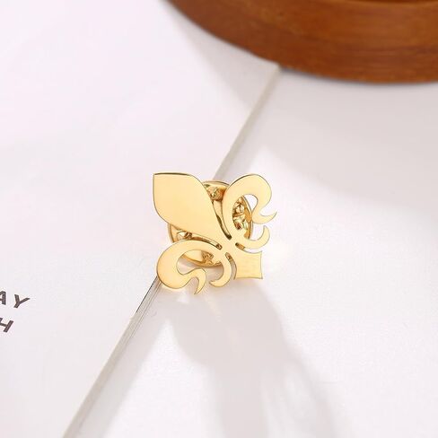 Stainless Steel Fleur De Lis Lapel Pin Design Brooch Men Shirt Suit Collar Badge Pins Vintage Religious Jewelry in Kuwait