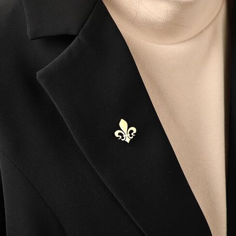 Stainless Steel Fleur De Lis Lapel Pin Design Brooch Men Shirt Suit Collar Badge Pins Vintage Religious Jewelry in Kuwait