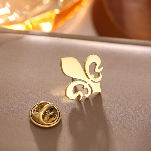 Stainless Steel Fleur De Lis Lapel Pin Design Brooch Men Shirt Suit Collar Badge Pins Vintage Religious Jewelry in Kuwait