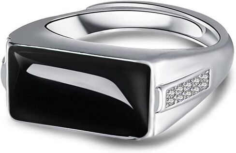 HAIXIAN Mens S925 Sterling Silver Ring with Natural Agate Stone,Adjustable Handmade Mens Turkish Ring Jewelry in Saudi Arabia