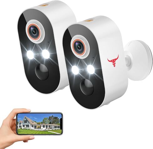 Outdoor Security Camera, Battery Powered Wireless Camera, Cloud Storage Sold Seperately, Color Night Vision, 2-Way Audio, Smart AI Motion Detection, 2.4G WiFi (2 Lights) in Saudi Arabia