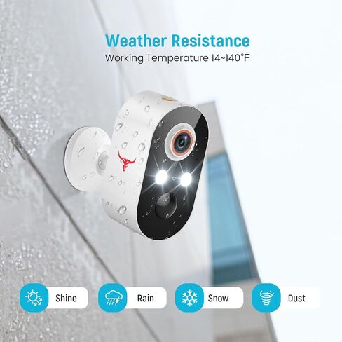 Outdoor Security Camera, Battery Powered Wireless Camera, Cloud Storage Sold Seperately, Color Night Vision, 2-Way Audio, Smart AI Motion Detection, 2.4G WiFi (2 Lights) in Saudi Arabia