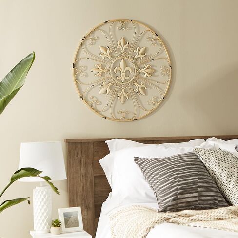 Zingz & Thingz تصميم جدار تصميم ، دائرة فلور دي ليز ، 25x25x0.375 in Kuwait