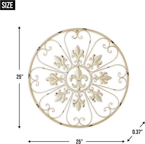 Zingz & Thingz تصميم جدار تصميم ، دائرة فلور دي ليز ، 25x25x0.375 in Kuwait