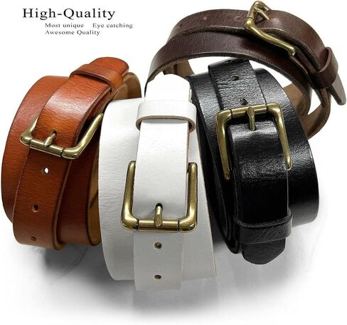 Women's 1-1/8"(30mm) wide Full Grain Genuine Leather One Piece Casual Dress Belt or Studded Punk Jean Belt in Saudi Arabia