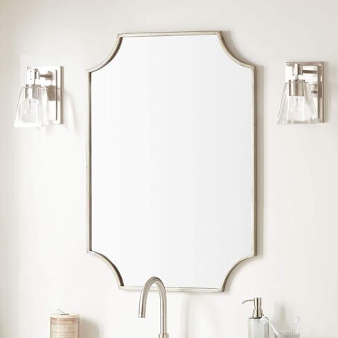 أجهزة توقيع 442707 Ulric 24 "× 35" مرآة الحمام مؤطرة الحديد - الفضة العتيقة in Kuwait