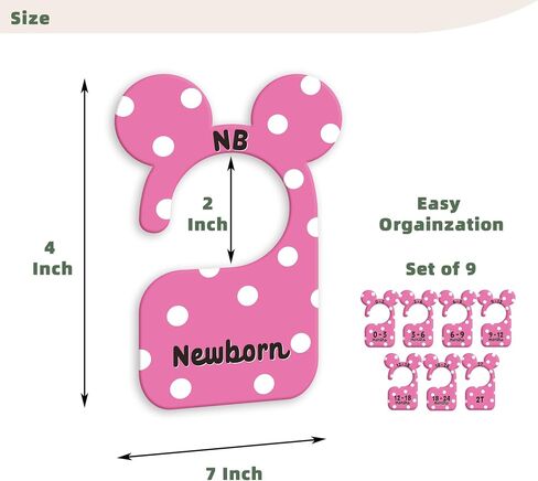 Baby Closet Dividers for Nursery Closet Organizer, Newborn to 24 Months Size Clothes, Cute Black Red Hangers with Size Dividers, Double Sided in Saudi Arabia