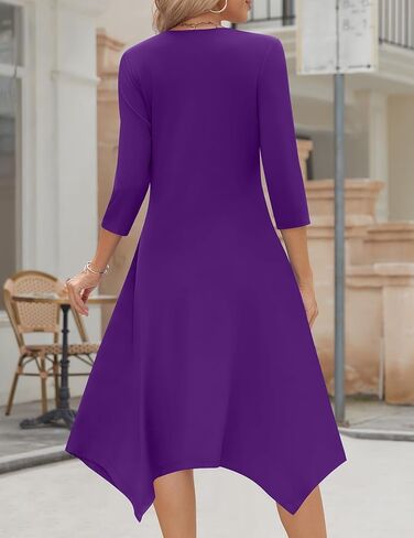 Zeagoo Midi Women 3/4 Sleeve Dress Casual Dresses with Pockets 2025 Fall A Line Dress Elegant Formal Modest Dresses in Saudi Arabia