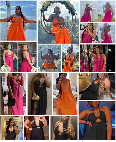 Womens Summer Maxi Dress Sexy Tie Backless Criss Cross Halter Neck Sleeveless Split Dress for Women in Saudi Arabia