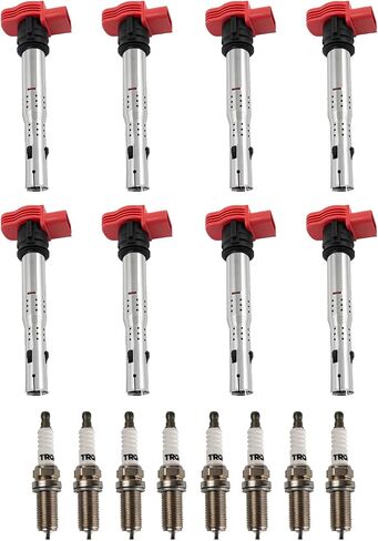 TRQ Ignition Kit Ignition Coil Spark Plugs Compatible with 2007-2012 Audi A8 Quattro 2007-2008 Volkswagen Touareg in Saudi Arabia