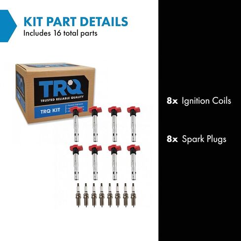 TRQ Ignition Kit Ignition Coil Spark Plugs Compatible with 2007-2012 Audi A8 Quattro 2007-2008 Volkswagen Touareg in Saudi Arabia