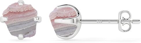 Natural Rough Lapis Lazuli Stud Earrings for Women in Sterling Silver, September Birthstone Jewelry Gifts for Her Birthday, Anniversary, Graduation (Prong-Set, 6x5.5mm) in Kuwait