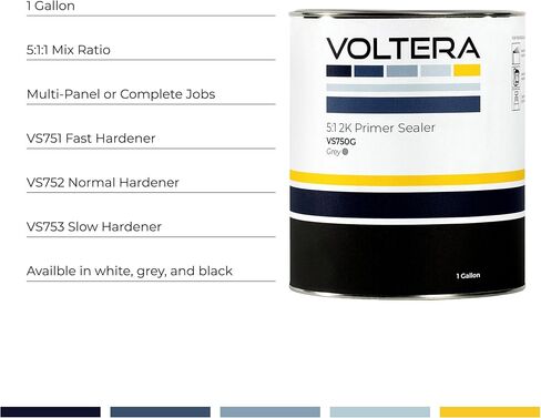 Voltera 5: 1 2K تم إعداد Sealer Sealer Automotive Primer ، 1 جالون مانعة للتسرب و 1 مكارترات مكتوبة ، ألوان وسرعات متعددة (أبيض ، هاردر بطيء) in Saudi Arabia