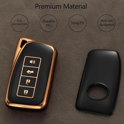 Lcyam Key Fob Cover for Lexus IS350 IS500 ES300h NX200t NX300h RC350 RX350 ES350 GS350 GS450h Smart Key, Black in Kuwait