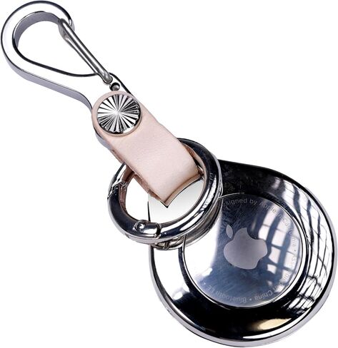 Keychain Vegetable Tanned Leather for Apple Airtags metal alloy case lost Luggage Pets car key Holder Carabiner Finders in Kuwait