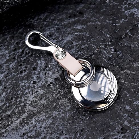 Keychain Vegetable Tanned Leather for Apple Airtags metal alloy case lost Luggage Pets car key Holder Carabiner Finders in Kuwait