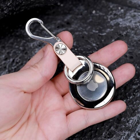 Keychain Vegetable Tanned Leather for Apple Airtags metal alloy case lost Luggage Pets car key Holder Carabiner Finders in Kuwait