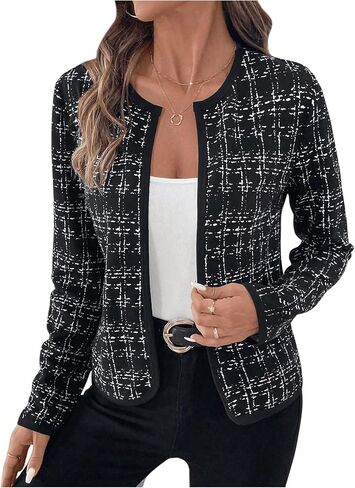 GORGLITTER Women's Casual Plaid Blazer Jacket Long Sleeve Checkered Open Front Elegant Office Work Blazer Suit in Saudi Arabia