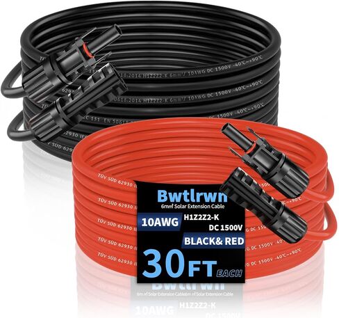 2x20 FT Solar Panel Extension Cable, 10AWG Solar Cable Solar Panel Wire with Female & Male Waterproof Connectors for RV, Photovoltaic Systems in Saudi Arabia