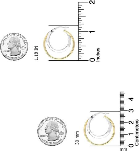 LeCalla 925 Sterling Silver Double Hoop Earrings | Lightweight Textured Two-Tone Earrings | Italian Twisted Hoop Earrings for Women in Saudi Arabia