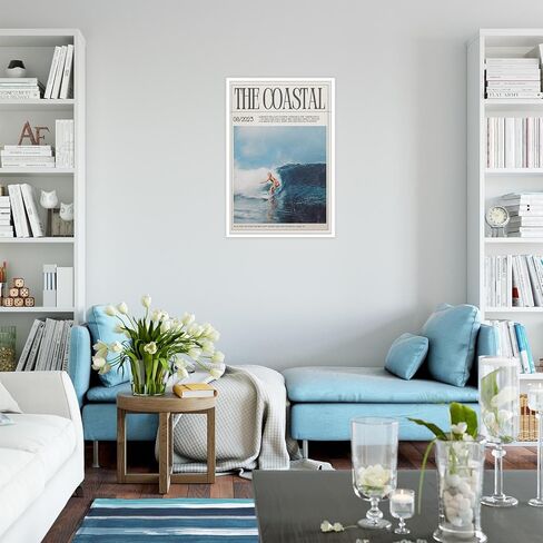 Trendy Summer Coastal Cow Girl Surf Wall Art Surfer Girl Canvas Posters Beach Preppy Aesthetic Magazine Cover Prints Painting For Living Room Bedroom Wall Decor 12x16in Unframed in Saudi Arabia