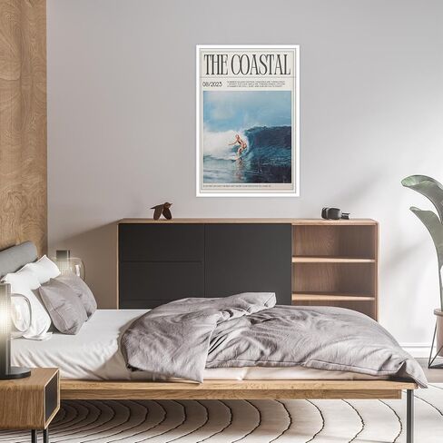 Trendy Summer Coastal Cow Girl Surf Wall Art Surfer Girl Canvas Posters Beach Preppy Aesthetic Magazine Cover Prints Painting For Living Room Bedroom Wall Decor 12x16in Unframed in Saudi Arabia