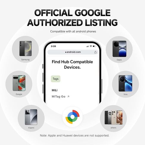 MiLi Bluetooth Tracker for Android, Google Certified Key Finder/Luggage Tracker/Item Locator Compatible with Google Find My Device App, Smart Tracking Tag for Keys, Suitcase, Backpack, Wallet, 4 Pack in Kuwait