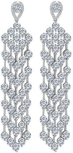 14K Gold Natural Crystal Chandelier Drop Earrings for Women,Elegant Tassel Round Crystal Long Dangle Earrings,Fashion Christmas Jewelry Gift for Her in Kuwait