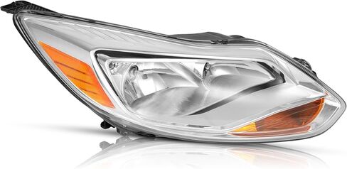 HECASA Right Headlight Assembly Compatible with 2012-2014 Ford Focus 4-Door Replacement for FO2503298 K301153RAS1 BM5Z13008F Passenger Side Halogen Headlamp w/bulbs Clear Lens+Chrome Housing in Saudi Arabia