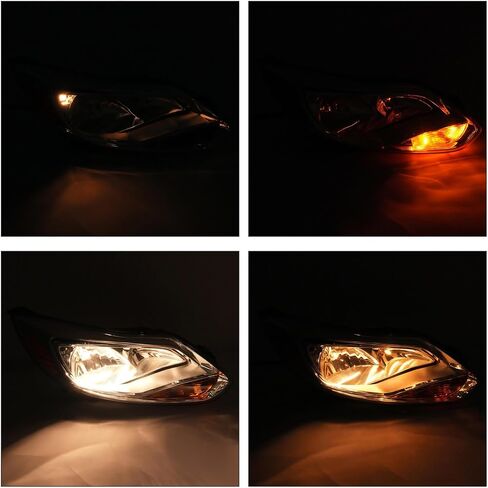 HECASA Right Headlight Assembly Compatible with 2012-2014 Ford Focus 4-Door Replacement for FO2503298 K301153RAS1 BM5Z13008F Passenger Side Halogen Headlamp w/bulbs Clear Lens+Chrome Housing in Saudi Arabia