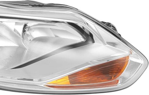 HECASA Right Headlight Assembly Compatible with 2012-2014 Ford Focus 4-Door Replacement for FO2503298 K301153RAS1 BM5Z13008F Passenger Side Halogen Headlamp w/bulbs Clear Lens+Chrome Housing in Saudi Arabia