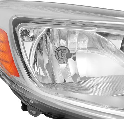 HECASA Right Headlight Assembly Compatible with 2012-2014 Ford Focus 4-Door Replacement for FO2503298 K301153RAS1 BM5Z13008F Passenger Side Halogen Headlamp w/bulbs Clear Lens+Chrome Housing in Saudi Arabia