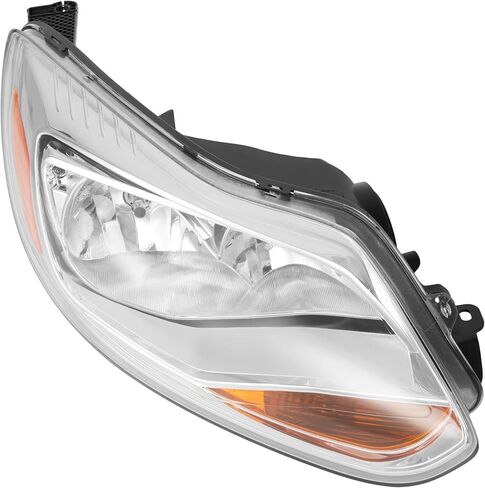 HECASA Right Headlight Assembly Compatible with 2012-2014 Ford Focus 4-Door Replacement for FO2503298 K301153RAS1 BM5Z13008F Passenger Side Halogen Headlamp w/bulbs Clear Lens+Chrome Housing in Saudi Arabia