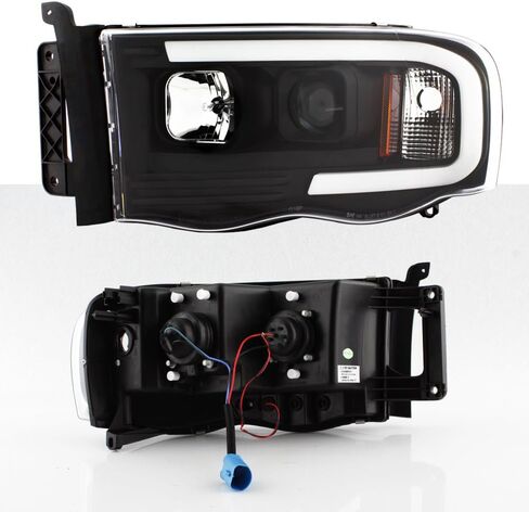 AKKON - For 2002-2005 Dodge Ram 1500 03-05 2500 3500 Black LED Tube Projector Headlights Pair Left+Right Side in Saudi Arabia