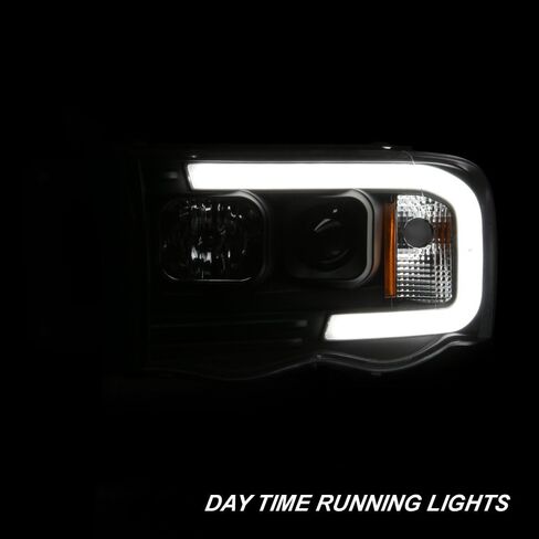 AKKON - For 2002-2005 Dodge Ram 1500 03-05 2500 3500 Black LED Tube Projector Headlights Pair Left+Right Side in Saudi Arabia