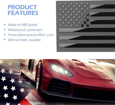2PCS American Flag Emblem Secal ، ملصقات العلم الأمريكية ثلاثية الأبعاد ، ملصقات مصد سيارة "× 3" ، شارات غير عكسية للشعار للسيارات ، سيدان ، سيارات الدفع الرباعي ، RV (أسود) in Kuwait