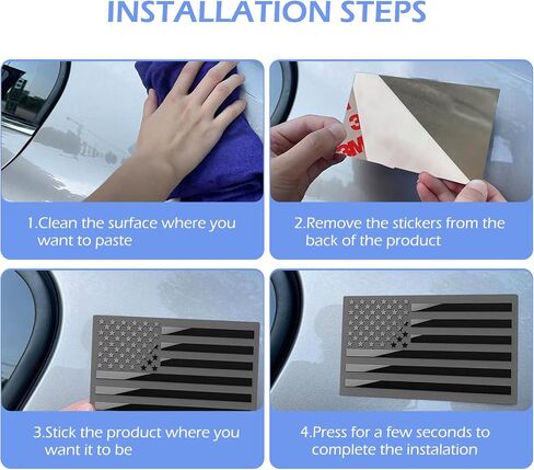 2PCS American Flag Emblem Secal ، ملصقات العلم الأمريكية ثلاثية الأبعاد ، ملصقات مصد سيارة "× 3" ، شارات غير عكسية للشعار للسيارات ، سيدان ، سيارات الدفع الرباعي ، RV (أسود) in Kuwait