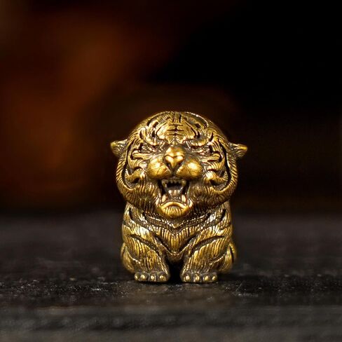 CHOVY 100% Solid Brass Baby Tiger Statue - Handcrafted Retro Animal Sculpture, Cute Desk & Shelf Decor for Living Room or Office, Unique Collectible Art Gift for Tiger Lovers & Wildlife Enthusiasts in Saudi Arabia