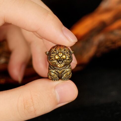 CHOVY 100% Solid Brass Baby Tiger Statue - Handcrafted Retro Animal Sculpture, Cute Desk & Shelf Decor for Living Room or Office, Unique Collectible Art Gift for Tiger Lovers & Wildlife Enthusiasts in Saudi Arabia
