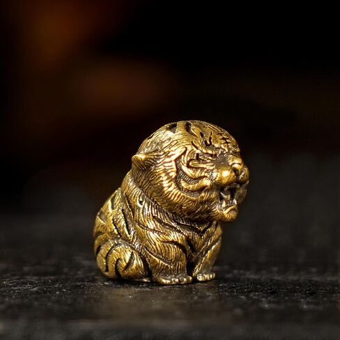 CHOVY 100% Solid Brass Baby Tiger Statue - Handcrafted Retro Animal Sculpture, Cute Desk & Shelf Decor for Living Room or Office, Unique Collectible Art Gift for Tiger Lovers & Wildlife Enthusiasts in Saudi Arabia