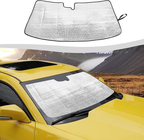 Windshield Sunshade Compatible with Chevy Camaro 2010-2015, Window Sun Shade Heat Shield Sun Visor Mat,Chrome in Saudi Arabia
