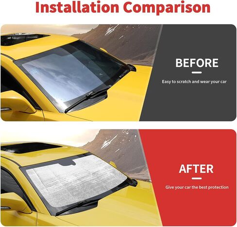 Windshield Sunshade Compatible with Chevy Camaro 2010-2015, Window Sun Shade Heat Shield Sun Visor Mat,Chrome in Saudi Arabia